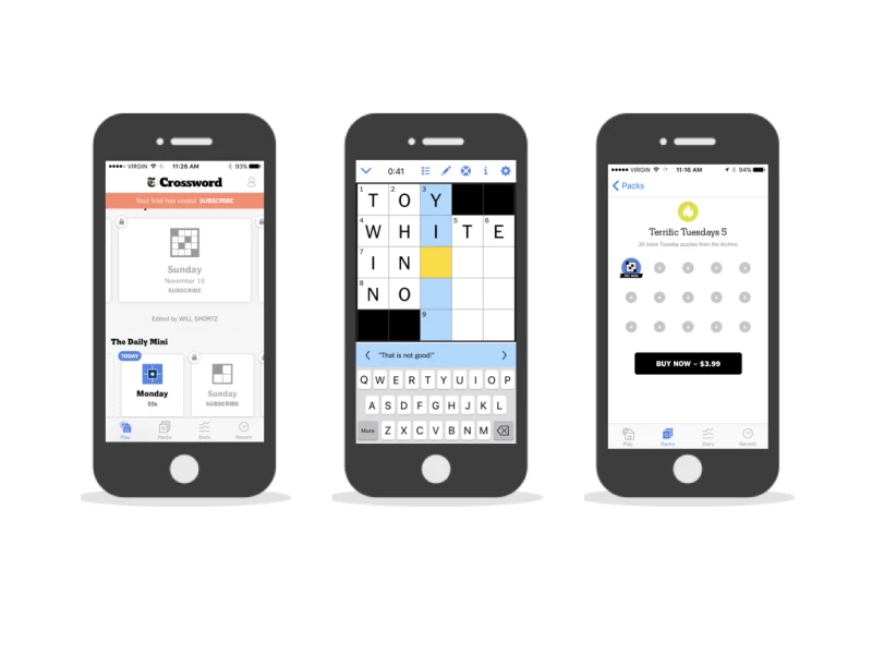 New York Times Crossword Minimal App Design