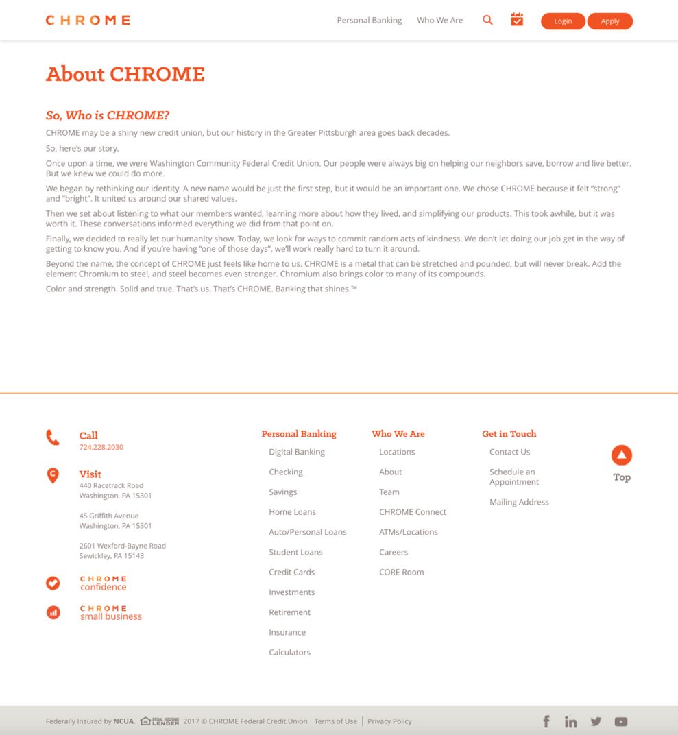 Chrome FCU Professional About Page
