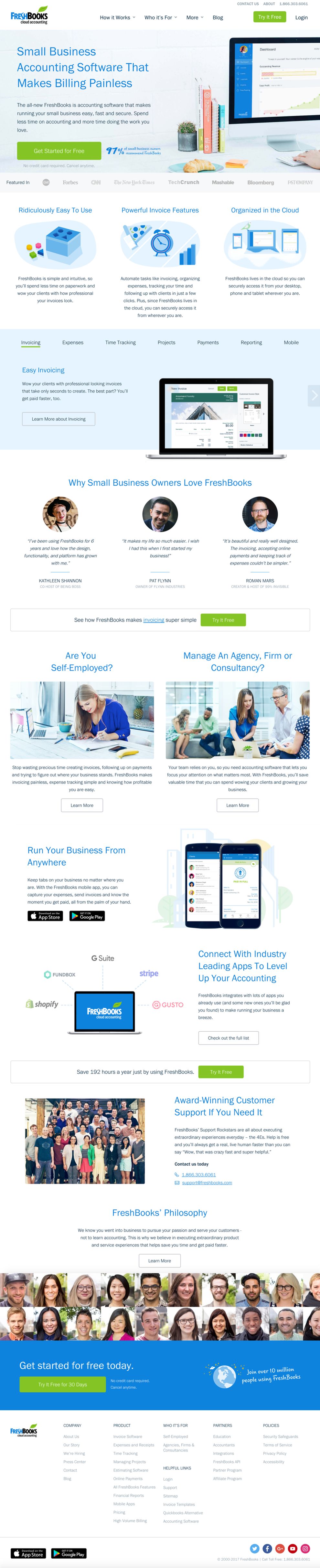 FreshBooks Corporate Homepage