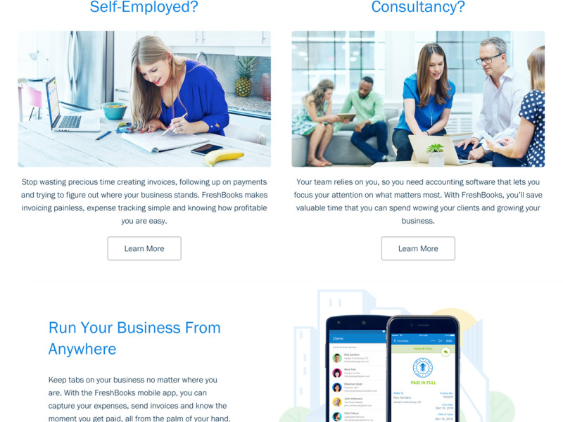 FreshBooks Corporate Homepage