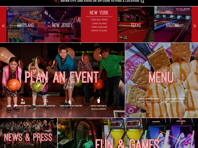 Bowlmor Lanes Stunning Homepage