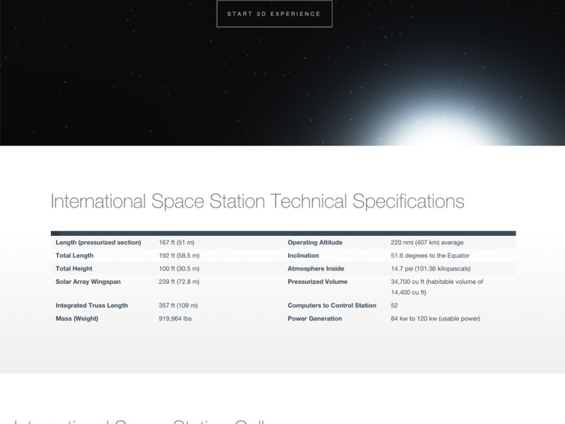 Boeing 3D International Space Station Website Design Homepage