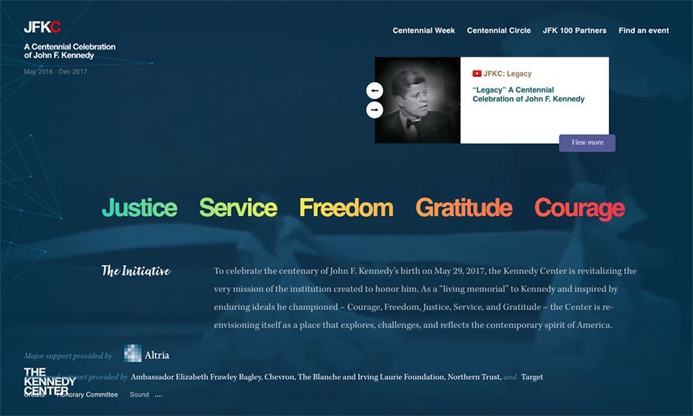 The Kennedy Center Elegant Homepage