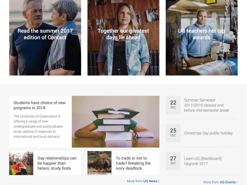 University of Queensland Organised Website Design