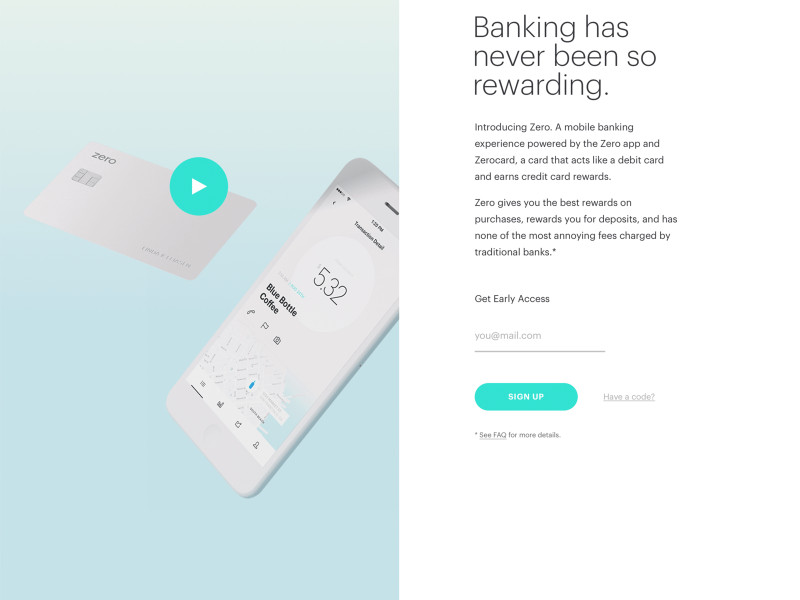Zero Financial Minimal Homepage