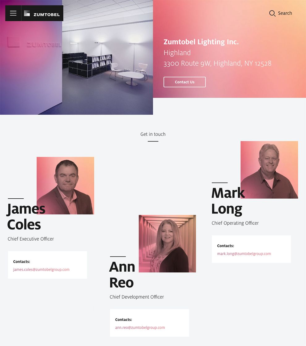 Zumtobel Colorful Contact Page