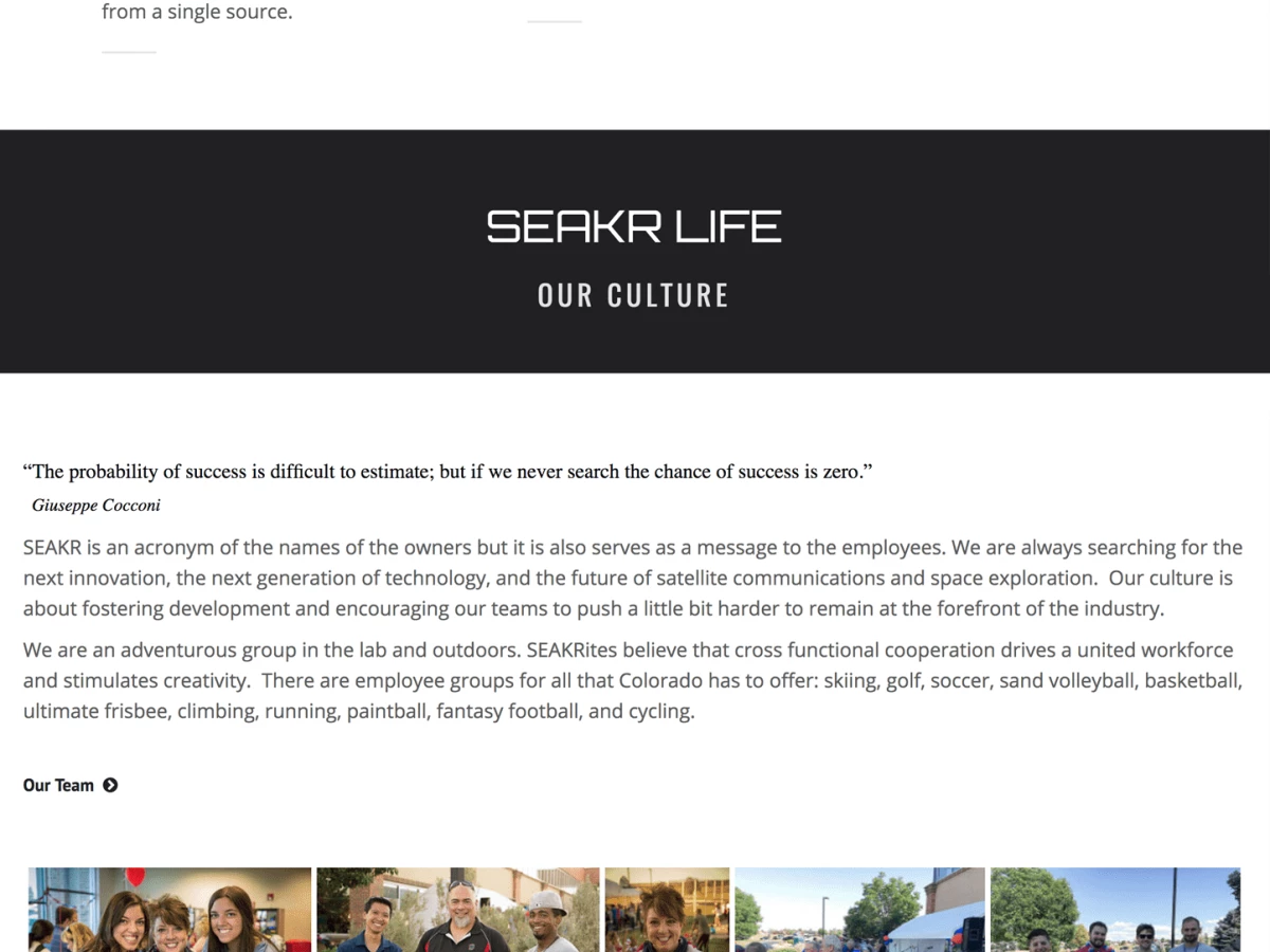 SEAKR Engineering Clean Website Design