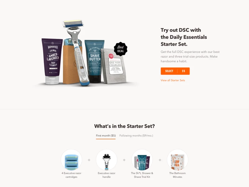 Dollar Shave Club Awesome Website Design