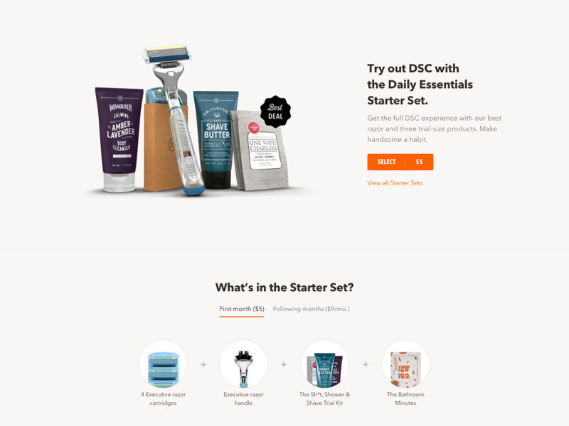 Dollar Shave Club Awesome Homepage