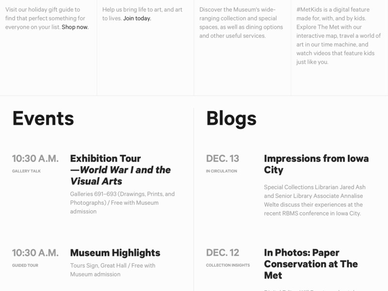 Metropolitan Museum of Art Great Homepage