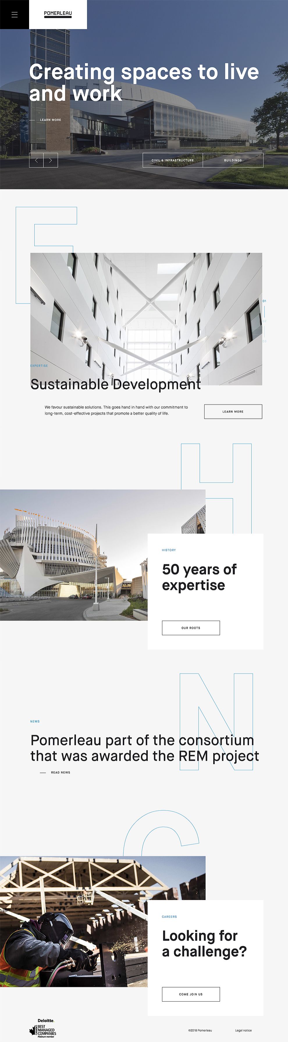 Pomerleau Modern Website Design Homepage