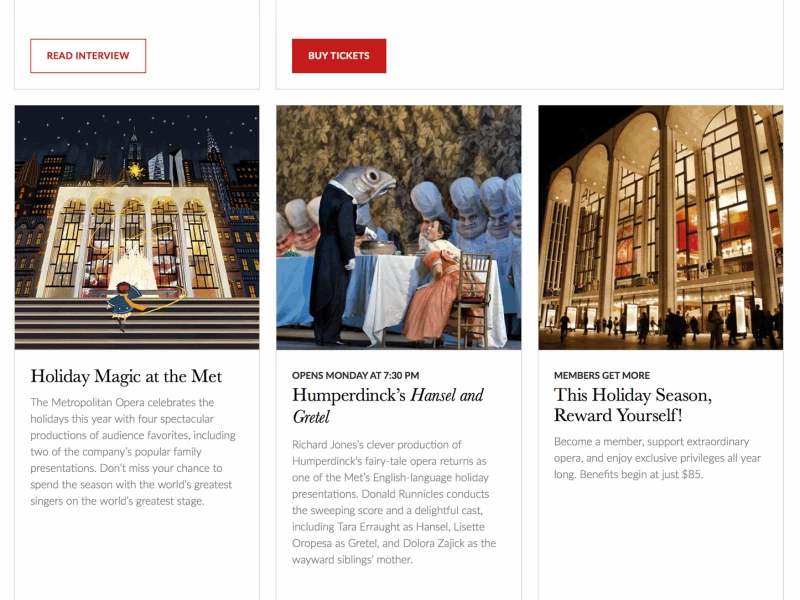 Metropolitan Opera Clean Website Design
