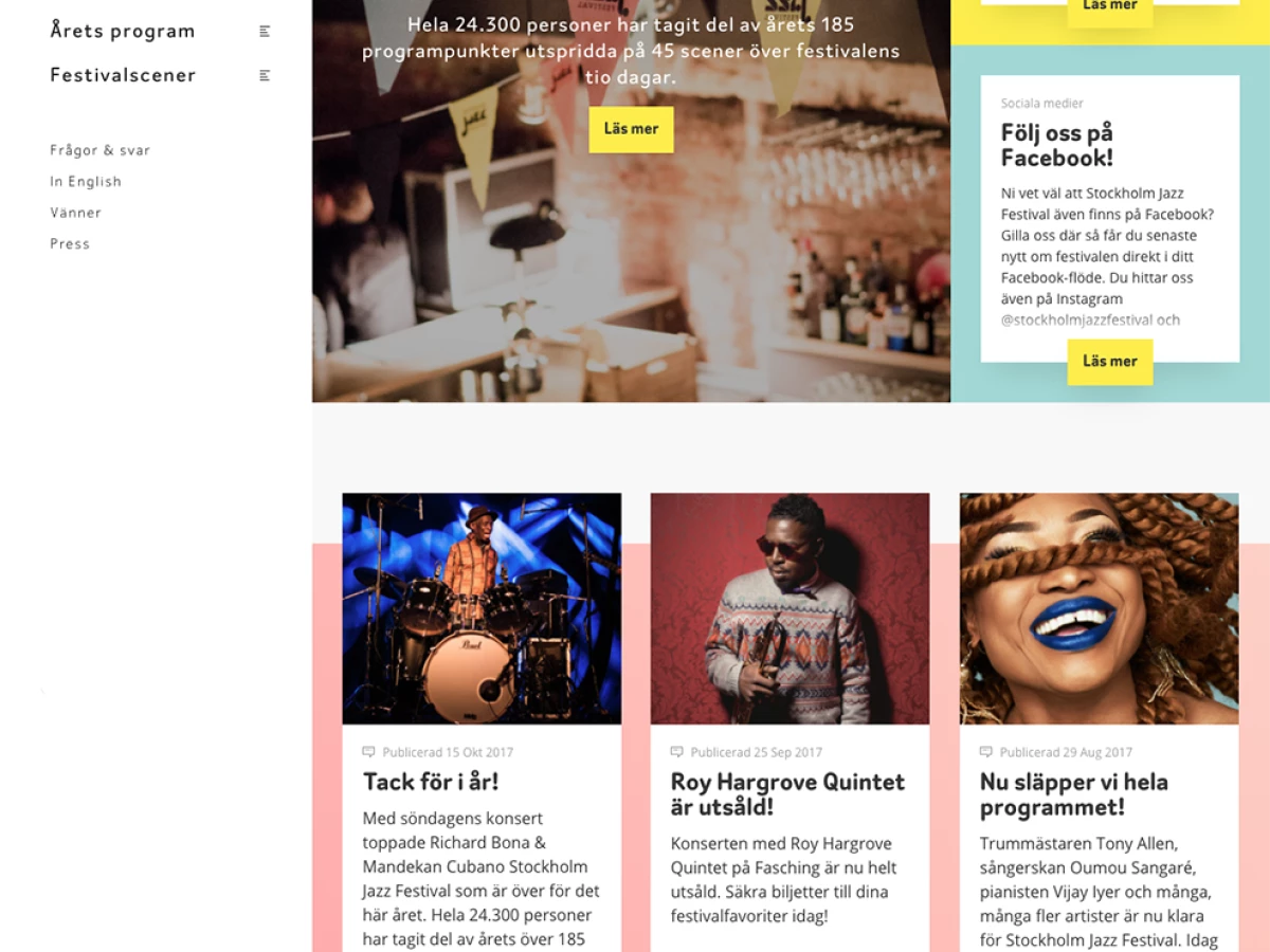 Stockholm Jazz Festival Colorful Homepage