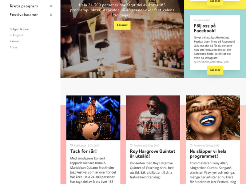 Stockholm Jazz Festival Colorful Homepage