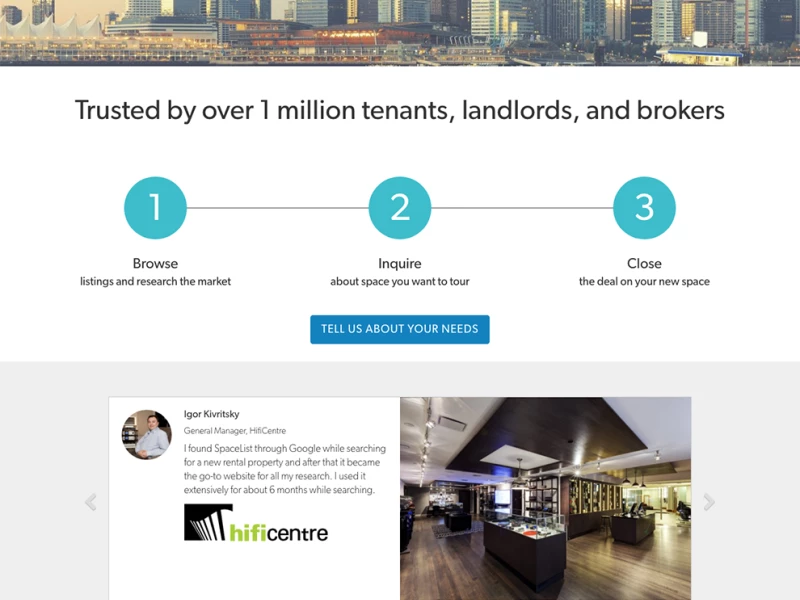 Space List Clean Website Design