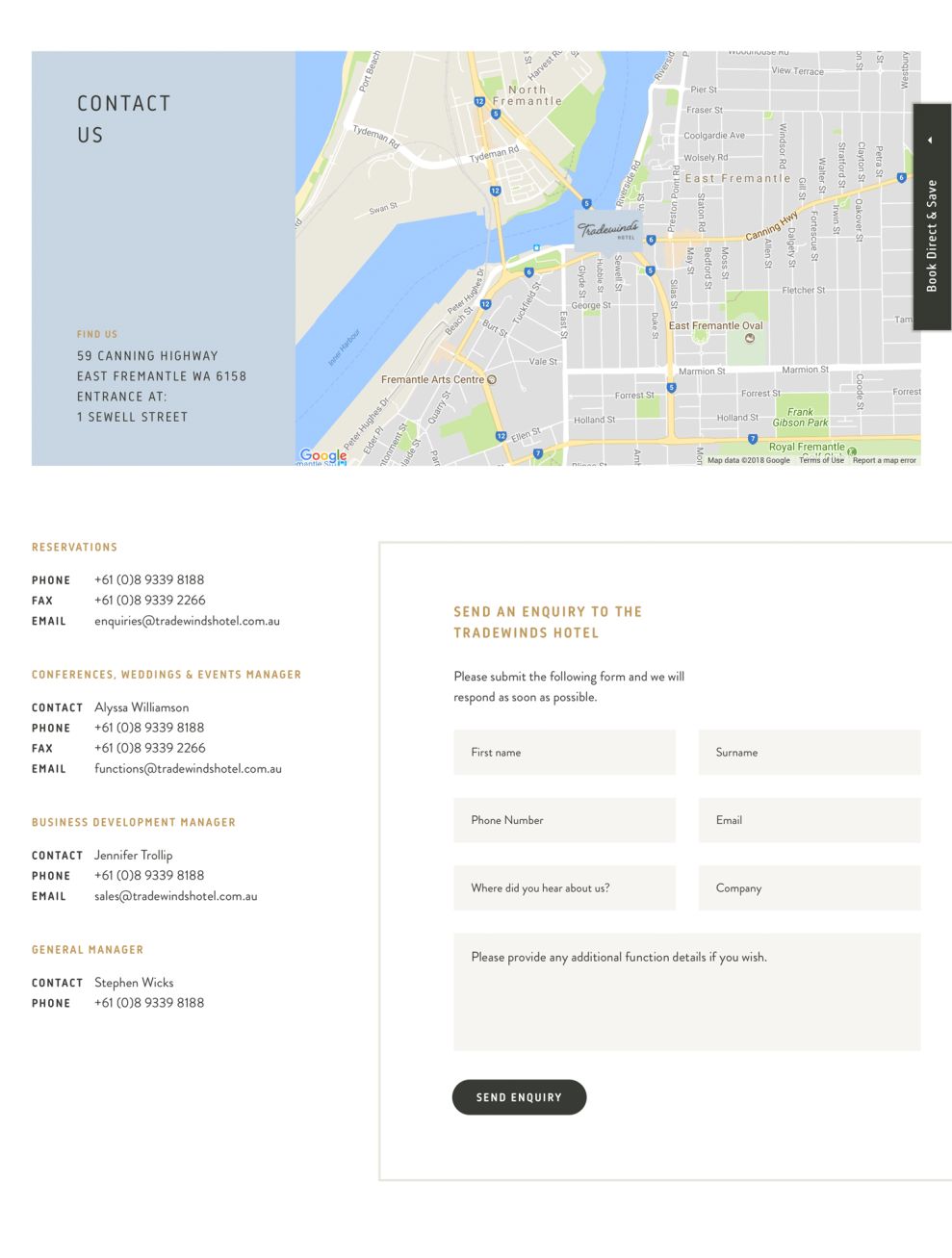 Tradewinds Hotel Clean Contact Page