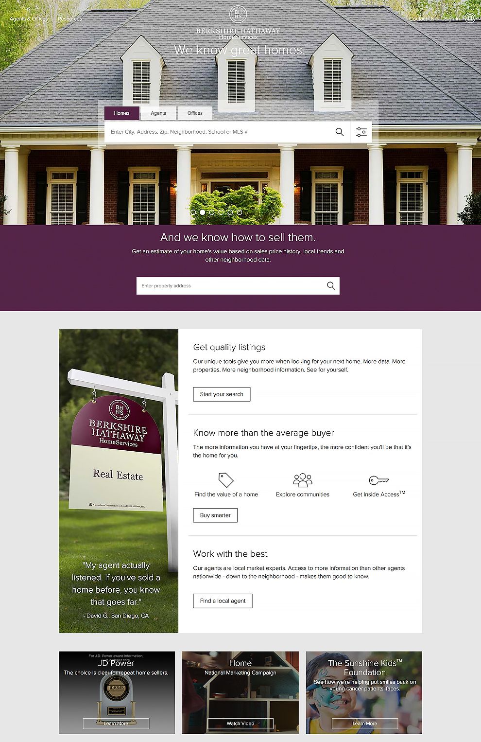 Berkshire Hathaway Home Services Professional Website Homepage