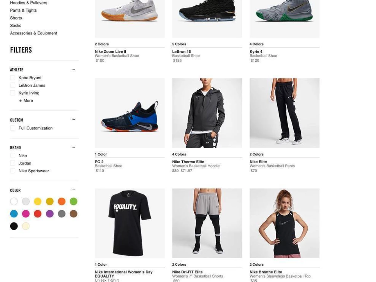 Nike Website Design Product Page