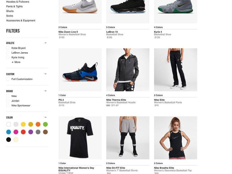 Nike Website Design Product Page
