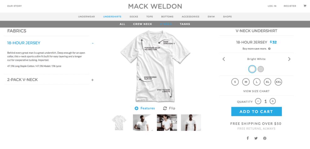 Mack Weldon Top Web Design Product Page