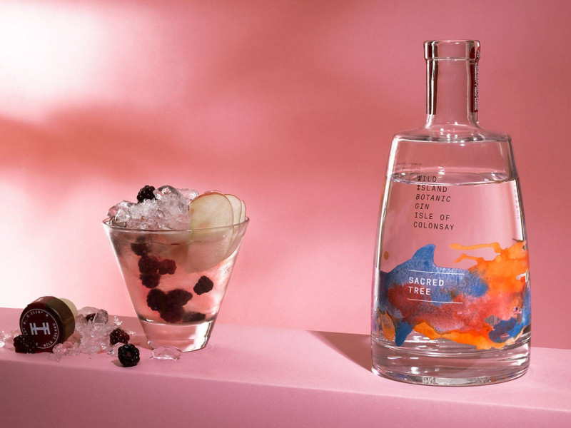 Wild Island Gin Packaging Design Bottle And Glass
