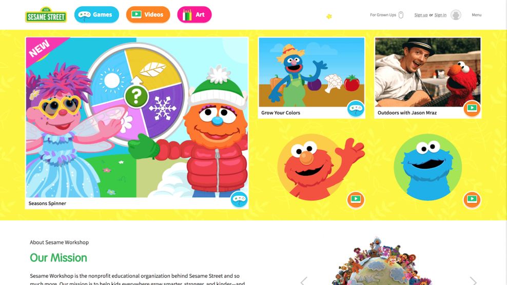 Sesame Street Homepage Website Design