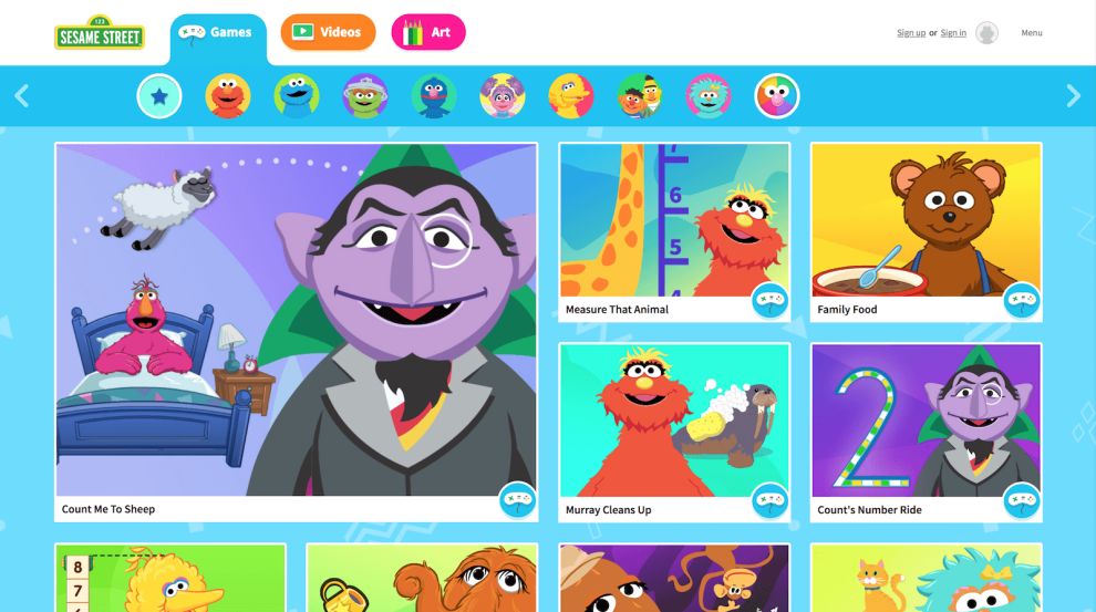 Sesame Street Games Landing Page Website Design