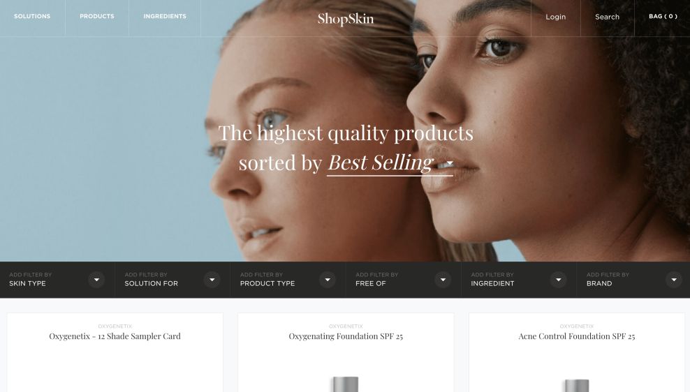 ShopSkin Product Landing Page Website Design