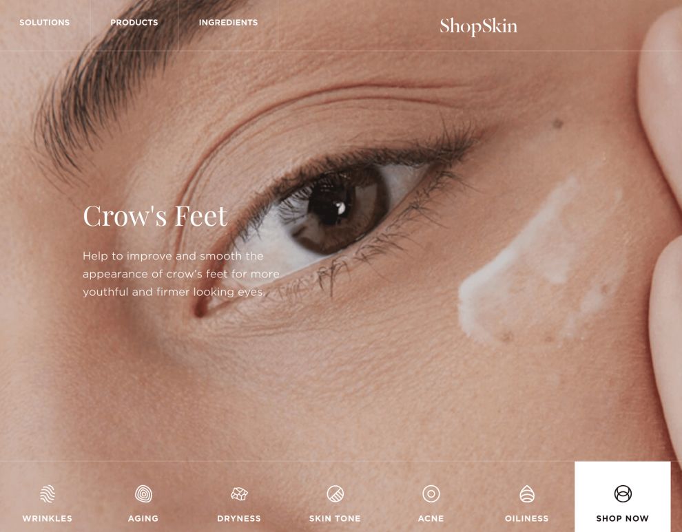 ShopSkin Menu Bar Website Design