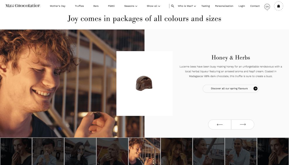 Max Chocolatier Gallery Website Design