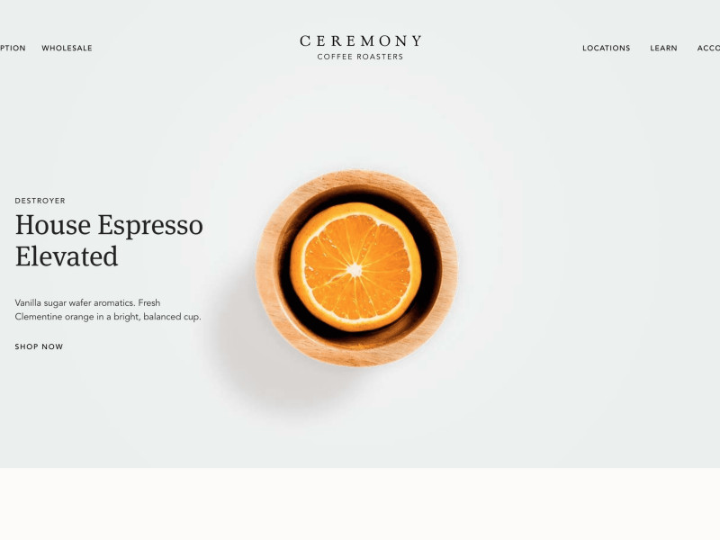 Ceremony Home Page Website Design