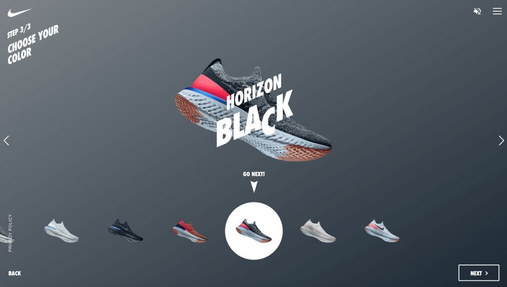 Nike React Step 3 Website Design