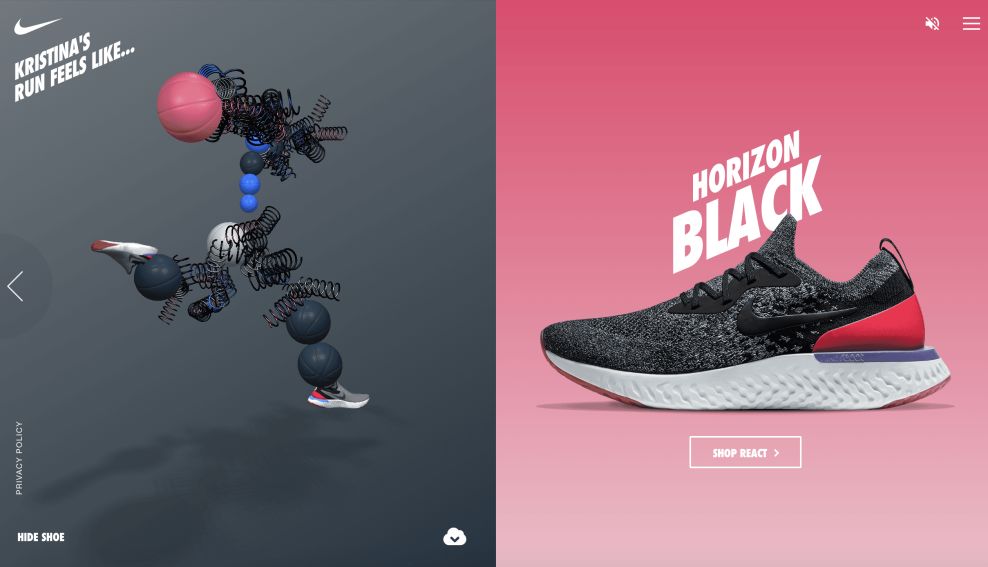 Nike React Shop Page Website Design