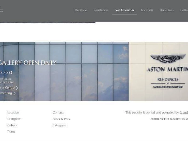 Aston Martin residences' real estate website design