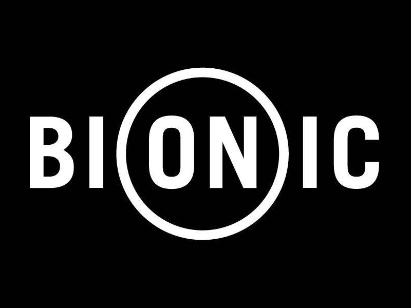 Bionic logo monochromatic on black background
