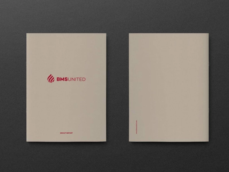 BMS United bulletin print design by Kommi Graphics