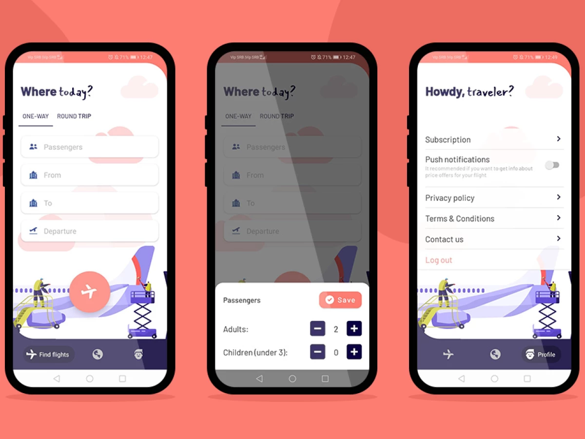 Let's Fly app design by Giraffe Studios