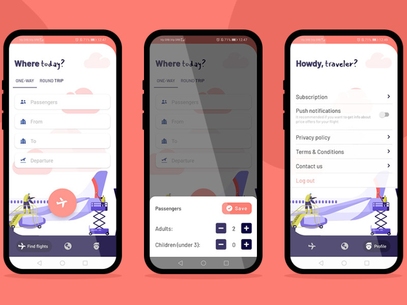 Let's Fly app design by Giraffe Studios