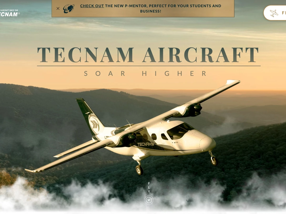 Tecnam website design by Digital Silk: homepage screen