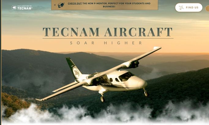 Tecnam website design by Digital Silk: homepage screen