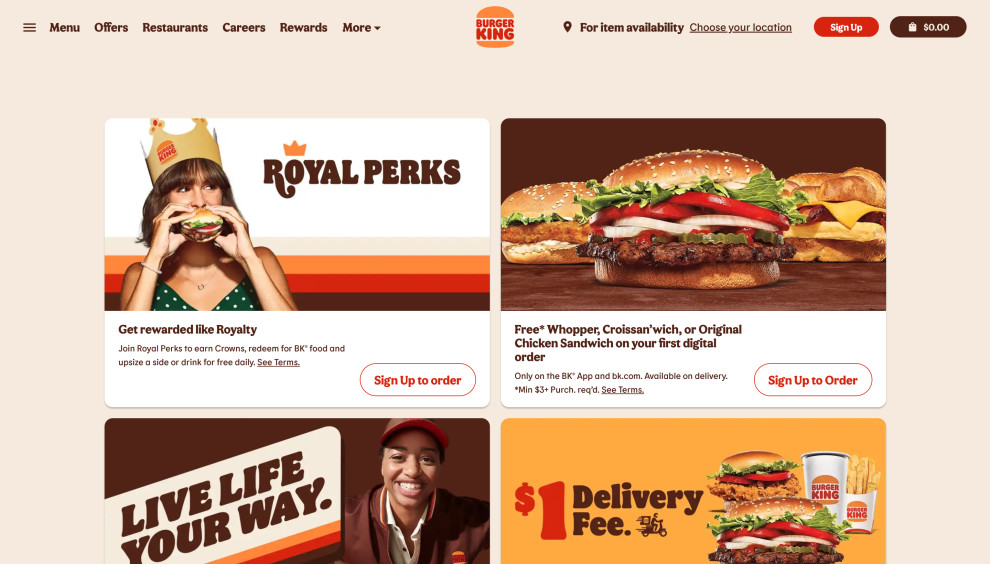 Burger King Colorful Website Design