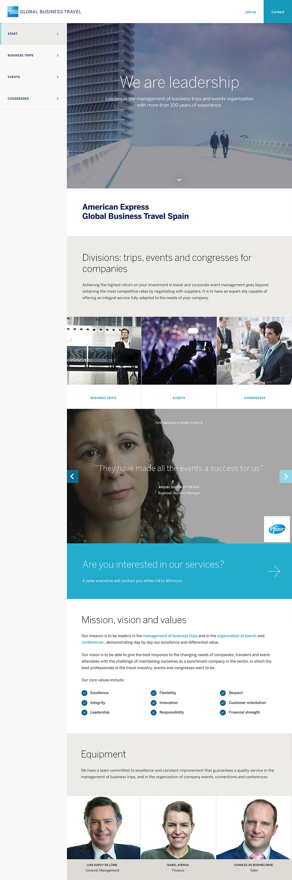 American Express - Global Business Travel Spain Professional Website Design Homepage