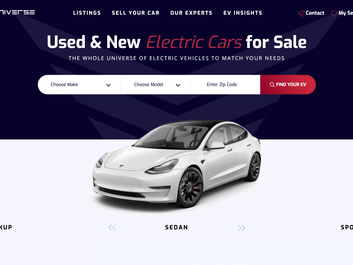 EV Universe website design