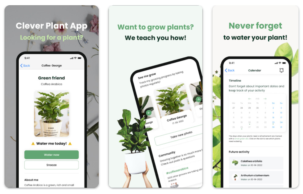 Clever plant app design screenshot