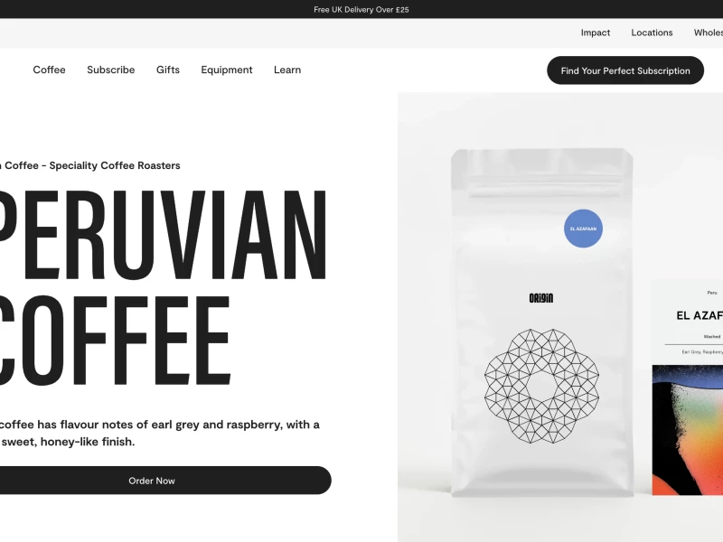 Origin Coffee Roasters’ Website Design