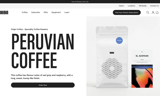 Origin Coffee Roasters’ Website Design