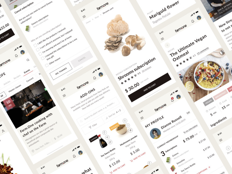 Farm.One App Design Clean Color Scheme