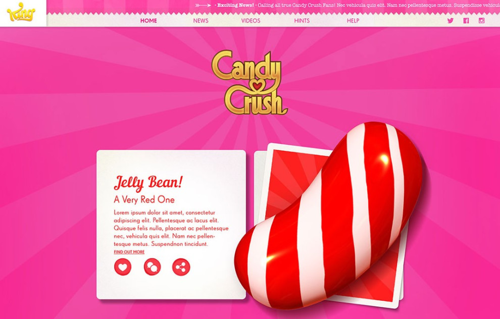 Candy Crush Franchise Web Design