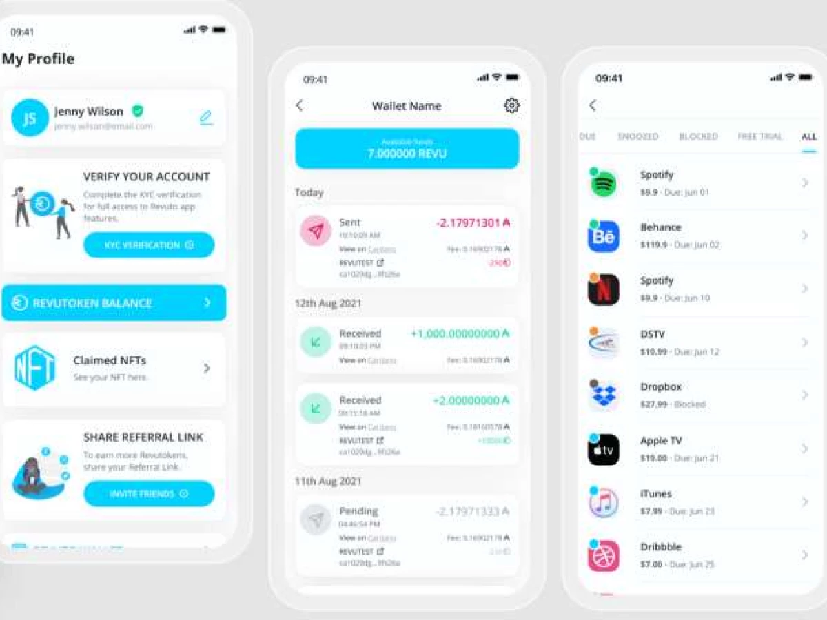 Revuto Subscription Management App Design