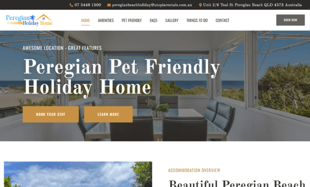 Peregian Holiday Home Web Design